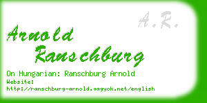 arnold ranschburg business card